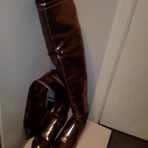 Source Unknown Brown Glossy Over the Knee Boots